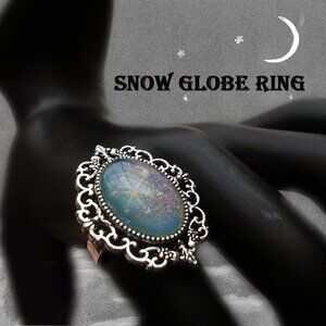 Snow Globe Ring OOAK Perfect Winter Snowflake Ring...OBTUSE for Summer!